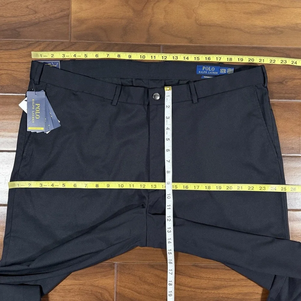 Polo Ralph Lauren Men's Size 42 T Tall Black Performance Tech Flat Front Pants